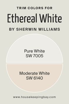 the color scheme for ethereal white by sherylin williams, with text overlaying it