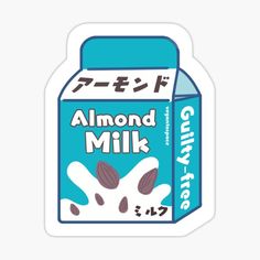 a carton of almond milk sticker