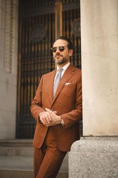 orange suit, light summer suit, interesting men’s suit, unique groomsmen ideas Groom Suit Summer, Unique Suits