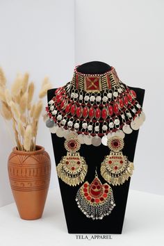 Afghan Jewellery Authentic Traditional Handmade Jewellery. Get in contact with us if there is any queries regarding the item. Check out my page for other items. Help my small business and promote Afghan culture by placing an order with us. We have different kinds and types of Afghan Vintage Jewelleries! Your feedback is much appreciated. Please let us know the item arrived safely! Afghan Accessories, Afghani Jewelry, Afghan Jewellery, Afghan Culture, Kuchi Jewelry, Afghan Jewelry, Jewellery Set, Handmade Jewellery, Headpiece