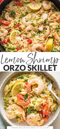 lemon shrimp orzo skillet is an easy and delicious dinner that's ready in less than 30 minutes