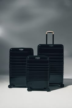 Our high-function luggage is now available in a sleek glossy finish. This bestseller just got even better. Black Beis Luggage, Black Luggage Aesthetic, Luggage Product Photography, Suitcases Aesthetic, Beis Luggage, January Moodboard, Black Suitcase, Luxury Luggage, Large Gift Bags