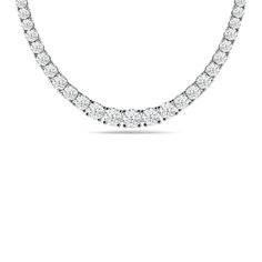 Here is a fine pick for a diamond necklace that boasts extra glitz. This eternity necklace or tennis necklace features a sparkling line of diamonds, each secured by four prongs. The diamonds gently graduate in size all the way up to the clasp. Eternity Necklace, Diamond Tennis Necklace, Tennis Necklace, All The Way Up, All The Way, Diamond Necklace, The Way, Tennis, Diamonds