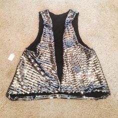 No Brand. Bought It At A Small Boutique In La. Still Has Tags On It. Very Cute But Missing A Few Sequins On Back. Fits Like A 2/4. See Bogo Photo For Rules Comes From A Smoke-Free Home!! Price Negotiable - I Love Offers Lowball Offers Will Not Be Tolerated No Trades. No Bundle Your Likes Together For A Great Deal Comment Below With Any Questions! Light Blue Vest, Women Faux Fur Vest, Sequin Vest, Brown Faux Fur Vest, Boho Vest, Reversible Coat, Red Vest, Old Navy Maternity, Small Boutique