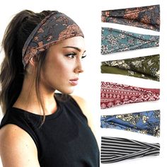 PRICES MAY VARY. HIGH QUALITY: The womens headbands are made of polyester and spandex. These headbands are breathable, stretchy, sweat absorbing, extreme soft and comfortable! SIZE: The width not stretched is about 9.25 inch, height is about 3.9 inch, the maximum width after stretch is about 15 inch.One size fits most, not too tight or too loose. NICE DESIGN: Because the headband is wide, you can keep the headband narrow or wide freely by folding it, or as a scrunchie to pull back your hair. You Boho Headbands, Autumn Hair Accessories, Yoga Hair, Running Headbands, Stil Boho, Workout Headband, Yoga Headband, Sports Headbands, Head Bands