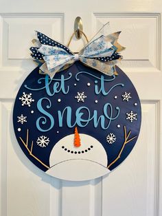 Let it Snow Door Hanger Snowman Door Knob Hanger Sayings, Round Wooden Door Hangers Snowman, Classroom Holiday Door Hangers, Let It Snow Somewhere Else Wreath Sign, Please Don't Snow Door Hangers, Winter Door Signs With Trees, Winter Door Signs Wooden, Winter Wreaths Wooden Circle, Winter Wooden Wreath