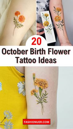 the top 20 october birth flower tattoo ideas for women and girls with flowers on their arms