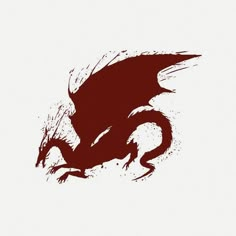 a red and black dragon on a white background