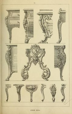 an old book with different types of furniture and designs on it's cover page