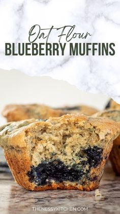 blueberry muffins with text overlay