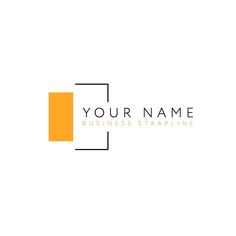 an orange and black square logo on a white background