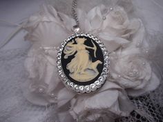 silver SETTING WITH RHINESTONES Vintage Inspired - Victorian - Edwardian - Georgian Cameo Jewelry- 30 x40 Artemis cameo brooch pendant combo - I will include a free chain for you. I do have the exact setting in gold as well if you would prefer gold. **Wedding party orders WELCOME - Email us with details and we will design a reserved listing for your wedding ~~SPECIAL NOTE~~ **MATCHING BADGE HOLDER IN OUR STORE... MATCHING NECKLACE IN OUR STORE We will be expanding our line in the next few weeks Gold Wedding Party, Scarf Purse, Cameo Jewelry, Cameo Necklace, Brooch Necklace, Cameo Brooch, Victorian Jewelry, Vintage Victorian, Greek Goddess