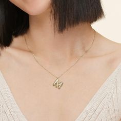 14K Yellow Gold Wavelength Initial Pendant Necklace Juicy Jewelry, Detailed Necklace, Initial Pendant Necklace, Gold Jewelry Necklace, Brilliant Earth, Initial Pendant, Personalized Necklace, A Letter, Cable Chain