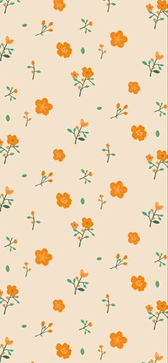 an orange flower pattern on a beige background