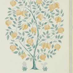 a drawing of a tree with lots of fruit on it's branches and leaves