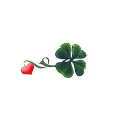 a four leaf clover with a red heart