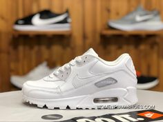 Nike Air Max90 Pure White Leather Women Zoom Casual Shoes Running Shoes 302519-113 Size Free Shipping Womens Nike Air Max, Womens Training Shoes, Nike Air Force Ones, Buy Shoes Online, Shoes Running, Womens Nike