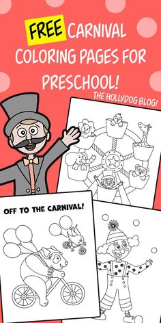 the carnival coloring pages for preschool is shown with an image of clowns on it