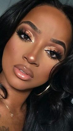 Eyeshadow Inspiration, Black Bridal Makeup, Brown Makeup Looks, Gold Makeup Looks, Brown Girls Makeup, Natural Glam Makeup