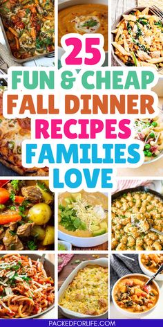 the 25 fun and cheap fall dinner recipes for families to love with text overlay