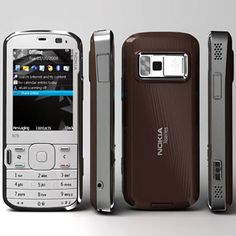 an old nokia cell phone is shown in three different angles, with the back and side open