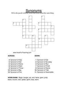 the crossword puzzle is shown with words and numbers to describe what they are in it