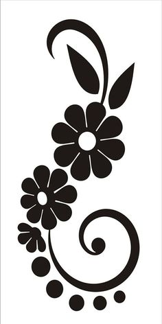 a black and white drawing of flowers on a white background