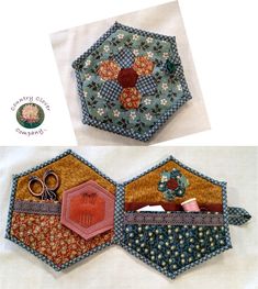 two pictures showing the inside of an ornament and how to sew it