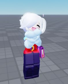 an animated character is standing on top of a purple object