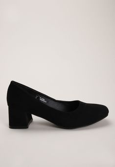 These classic pumps in black are the perfect go to shoe this season. In a faux suedette fabric featuring a black heel, round toe and cushioned sole, they are both practical and stylish! Black Block Heel Pumps, Heeled Pumps, Black Block Heels, Black Pumps Heels, Black Heel, Classic Pumps, Slipper Socks, Sock Shop, Boys Top