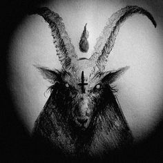 a goat with long horns is shown in this black and white photo, which appears to be drawn on paper