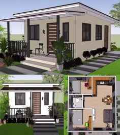 2 Bedroom Tiny House Floor Plans Small Homes, Simple Beautiful House Plans, Simple House Design Philippines, Small Dream House, Small Home Floor Plans, Philippine House, Two Bedroom House Design, Simple Bungalow House Designs, Bedroom Schemes