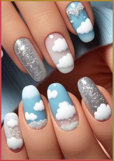 📸 @pressedbycharlotte_. Using all Kiara Sky in shades Spring showers, Self Portrait, Pinkaso and Pigment to be. Spring Showers being a soft, pastel blue from the Kiara Sky Freshly Peached Collection. Get your nails summer ready. Sky Blue Nail Art, Boat Nails, Short Winter Nails, Festive Nail Designs, Spring Nail Ideas, Minimalist Nail, Blue Nail Art, Seasonal Nails, Blue Nail Designs