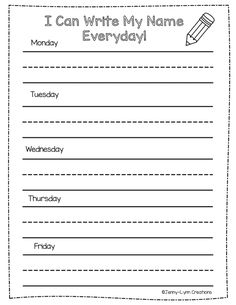 i can write my name everyday worksheet for kids to practice handwriting and writing