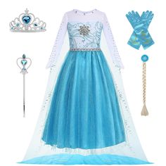 PRICES MAY VARY. Designed:Frozen elsa dress for toddler is inspired by elsa, design that combines the length of the hem, decorated with beautiful sequins designs, with a cute and fashionable personality. realizes every girl's princess dream. Material:Our princess elsa dress is made of polyester,satin,comfortable for your kids' skin, not itchy. Package:Frozen bule elsa costume included pretty princess dress,wand,gloves,necklace,earrings,ring and satin gloves. Occasions: The queen dress for girls Princess Dress For Party Season Dress-up, Winter Princess Dress For Party, Blue Holiday Dress For Fancy Dress Occasions, Blue Holiday Dress For Fancy Occasions, Blue Holiday Fancy Dress, Party Season Princess Dress, Themed Party Dresses For Cosplay Events, Themed Fancy Dress For Cosplay Events, Blue Princess Dress For Party Season