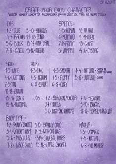 a purple poster with numbers and dates for the upcoming show, create your own character