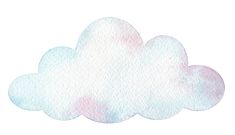 a watercolor drawing of a cloud in the sky with pink and blue clouds on it