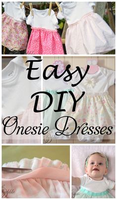 easy diy onesie dresses for babies and toddlers to make them look like they are