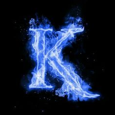 Kk Wallpaper, Letter Y, Blue Flame, Letter K, Black Background, Heat