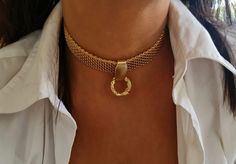 Ring Collar, Chunky Choker Necklace, O Ring Choker, Chunky Choker, Day Collar, Gold Chain Choker, Collar Choker, Collar Chain, Ring Der O