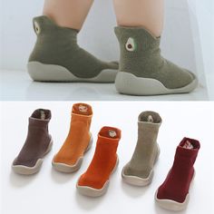 four pairs of children's shoes in different colors and sizes, with the bottom one showing