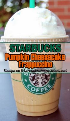 starbucks pumpkin cheesecake frappuccino with whipped cream on top and green straw