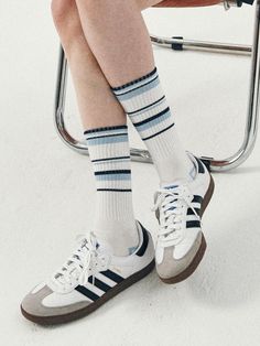 Composition : COTTON 78% ELASTANE 19% POLYESTER 3%Color : Navy & Sky Blue (Stripe),Blue & Buttery Yellow (Stripe) Country of Origin : Republic of Korea Stripe Socks, Striped Socks, Yellow Stripes, 2 Colours, Blue Stripes, Sky Blue, Tights, Composition, Socks