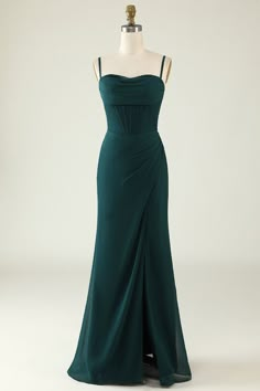 Green Wedding Guest Dress, Long Wedding Guest Dress, Green Wedding Guest Dresses, Dark Green Wedding, Ruffles Bridesmaid Dresses, Green Spaghetti, Maxi Dress Prom, Guest Dress, Formal Party