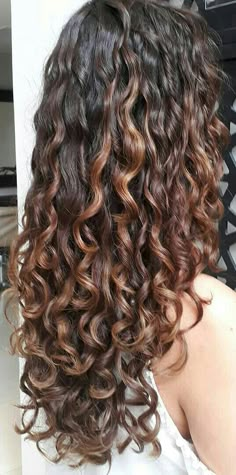 Long Curly Hair With Highlights, Natural Curly Hair Color Ideas, Caramel Brown Curly Hair, Curly Hair Color Ideas Highlights, Long Curly Hair Color Ideas, Caramel Highlights Curly Hair, Curly Hair Highlights And Lowlights, Curly Hair Dyed