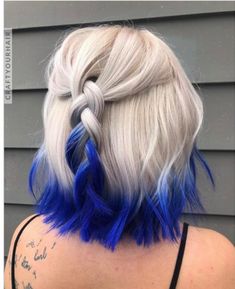 Blonde And Blue Hair, Fox Hair Color, Arctic Fox Hair Color, Fox Hair, Dip Dye Hair, Hair Color Purple, Hair Color Blue, Arctic Fox