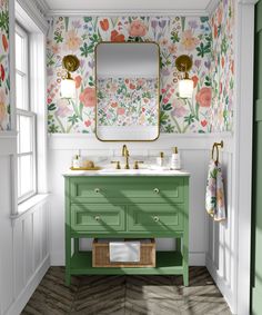 Printemps Floral Wallpaper Mural || Traditional or Removable • Vinyl-free • Non-toxic - Etsy | Bathroom interior design, Home interior design, House interior