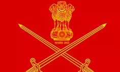 two crossed swords are in front of a red background with the word india on it