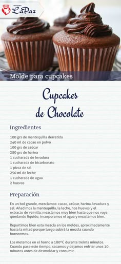 a menu for cupcakes with chocolate frosting