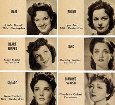 1940s-Hair-and-Makeup-Secrets--for-your-Face-Type vintage fashion style make up and hair 40s photo print ad 1940s Makeup, 1940's Hair, Bombshell Hair, 1940s Hairstyles, Hairstyle Names